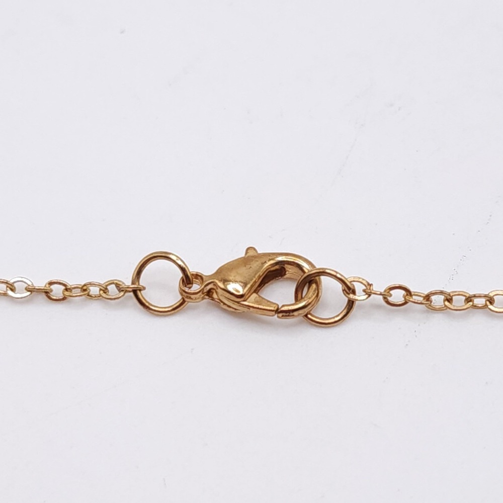 Gold Tone Lariat Necklace Circle Bar Minimalist Pendant - Picture 4 of 4
